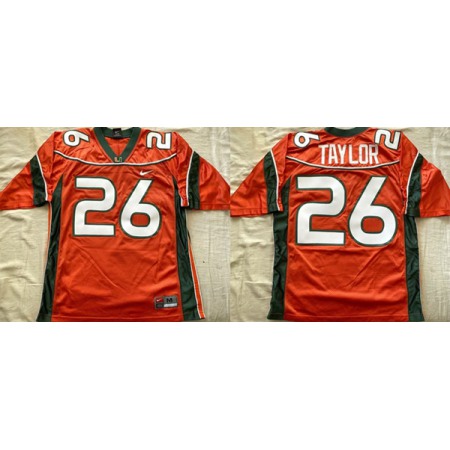 Men's Miami Hurricanes #26 Sean Taylor Orange 2001-03 Stitched Football Jerseys