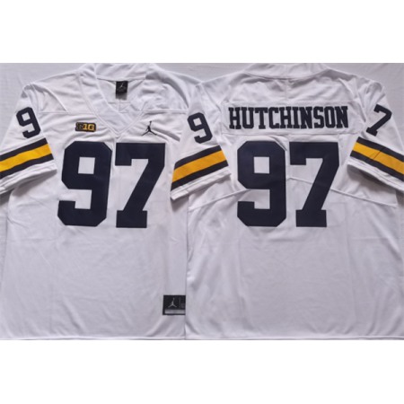 Men's Michigan Wolverines #97 HUTCHINSON White Stitched Jersey