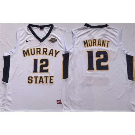 Men's Murray State Racers #12 Ja Morant White Stitched Jersey