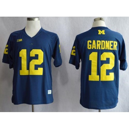 Wolverines #12 Devin Gardner Blue Big 10 Patch Stitched NCAA Jersey