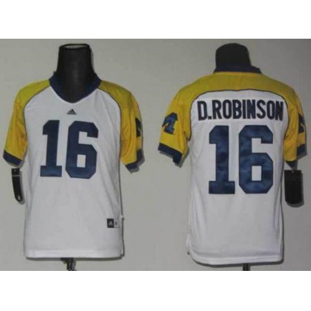 Wolverines #16 Denard Robinson White Stitched Youth NCAA Jersey