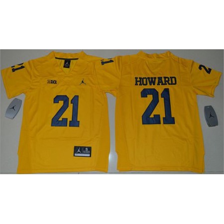 Wolverines #21 Desmond Howard Gold Jordan Brand Stitched Youth NCAA Jersey