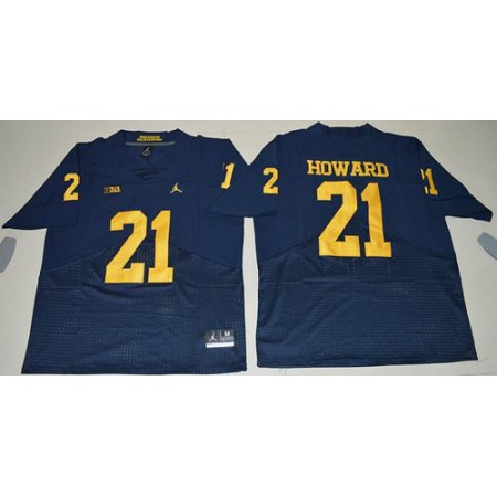 Wolverines #21 Desmond Howard Navy Blue Jordan Brand Elite Stitched NCAA Jersey