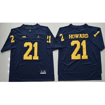 Wolverines #21 Desmond Howard Navy Blue Jordan Brand Stitched NCAA Jersey