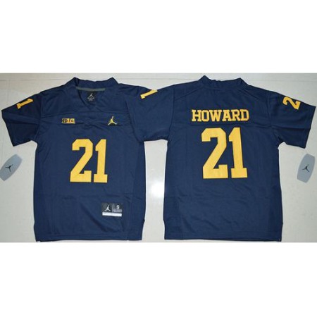 Wolverines #21 Desmond Howard Navy Blue Jordan Brand Stitched Youth NCAA Jersey