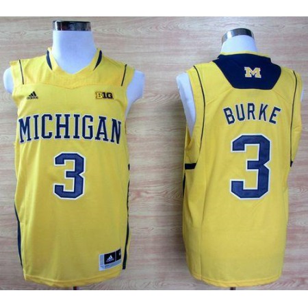 Wolverines #3 Trey Burke Gold Basketball Stitched NCAA Jersey