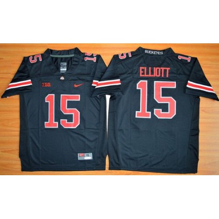 Buckeyes #15 Ezekiel Elliott Black(Red No.) Limited Stitched Youth NCAA Jersey