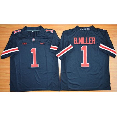 Buckeyes #1 Braxton Miller Black(Red No.) Limited Stitched NCAA Jersey