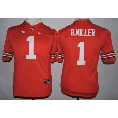 Buckeyes #1 Braxton Miller Red Women's Stitched NCAA Jersey
