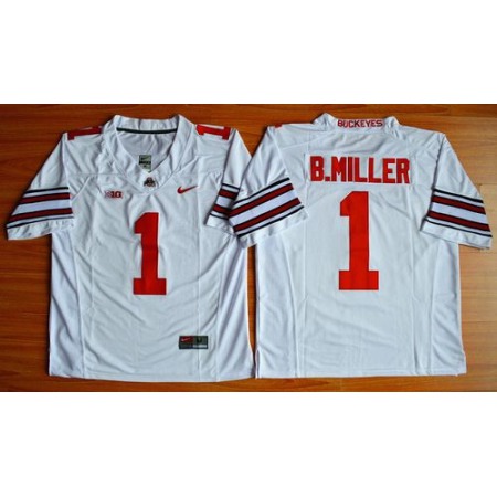 Buckeyes #1 Braxton Miller White Limited Stitched NCAA Jersey