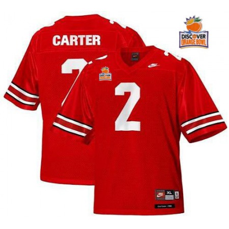 Buckeyes #2 Cris Carter Red Legends of the Scarlet & Gray Throwback 2014 Discover Orange Bowl Patch Stitched NCAA Jersey