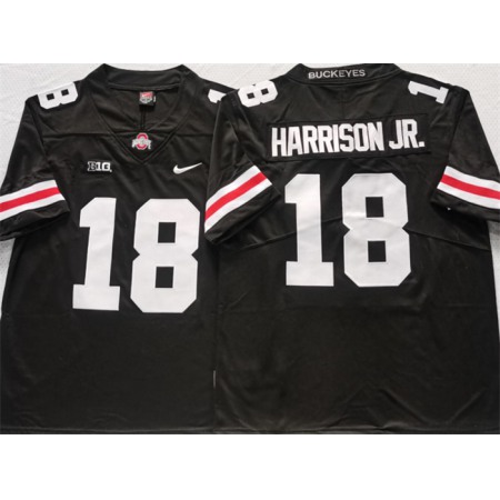 Men's Ohio State Buckeyes #18 Harrison jr Black/White Stitched Jersey