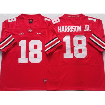 Men's Ohio State Buckeyes #18 Harrison jr Red Stitched Jersey