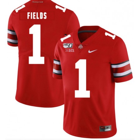 Men's Ohio State Buckeyes #1 Justin Fields 2019 Red 150th Season College Stitched NCAA Jersey