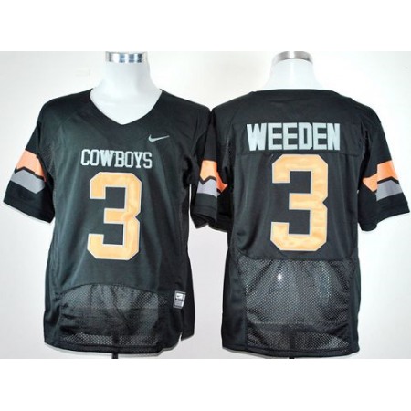 Cowboys #3 Brandon Weeden Black Pro Combat Stitched NCAA Jersey