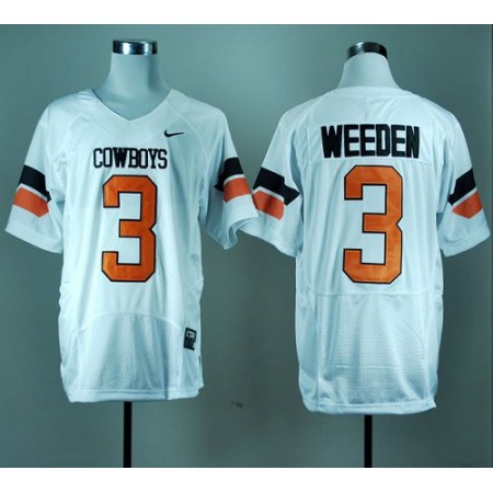 Cowboys #3 Brandon Weeden White Pro Combat Stitched NCAA Jersey