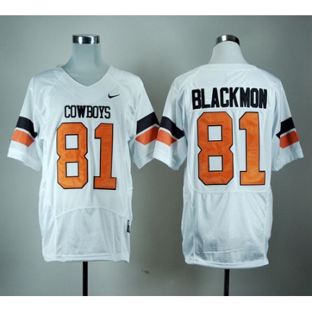 Cowboys #81 Justin Blackmon White Pro Combat Stitched NCAA Jersey