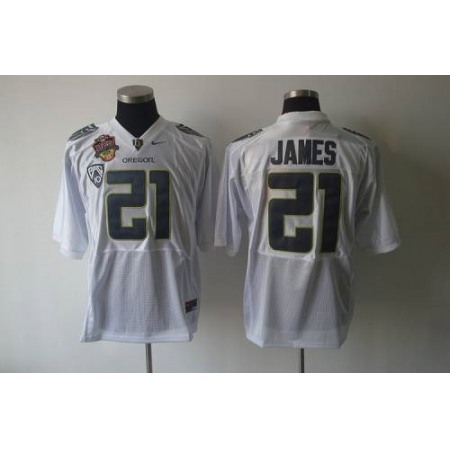 Ducks #21 LaMichael James White Stitched NCAA Jersey
