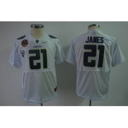 Ducks #21 LaMichael James White Stitched Youth NCAA Jersey