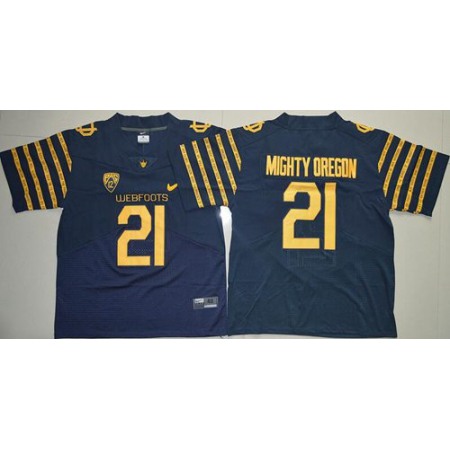 Ducks #21 Mighty Oregon Navy Blue Webfoots 100th Rose Bowl Game Elite Stitched NCAA Jersey