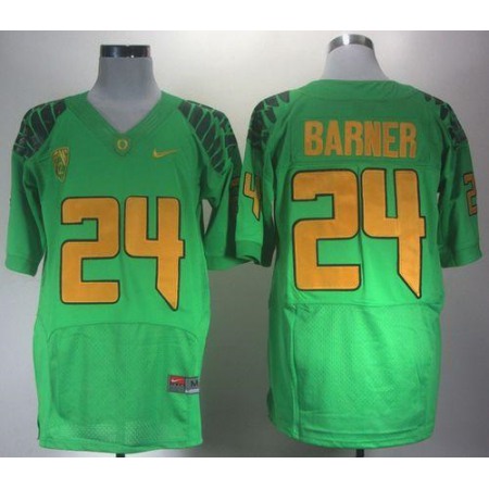 Ducks #24 Kenjon Barner Green Elite PAC-12 Patch Stitched NCAA Jersey