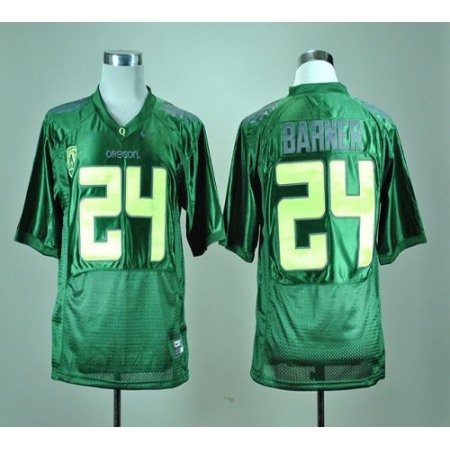 Ducks #24 Kenjon Barner Green With PAC-12 Patch Stitched NCAA Jersey