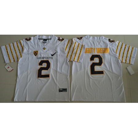Ducks #2 Mighty Oregon White Webfoots 100th Rose Bowl Game Elite Stitched NCAA Jersey