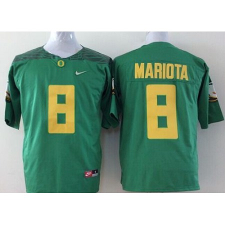 Ducks #8 Marcus Mariota Green Diamond Quest Stitched NCAA Jersey