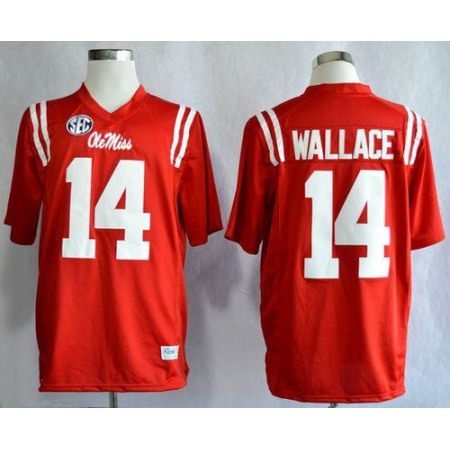 Rebels #14 Bo Wallace Red Stitched NCAA Jersey