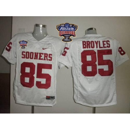 Sooners #85 Ryan Bryoles White 2014 Sugar Bowl Patch Stitched NCAA Jersey