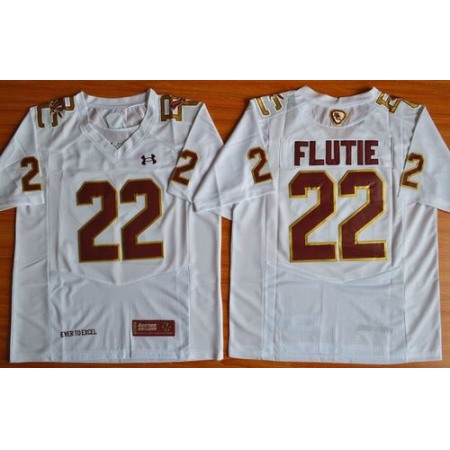 College Eagles #22 Doug Flutie White Authentic Performance Stitched NCAA Jersey