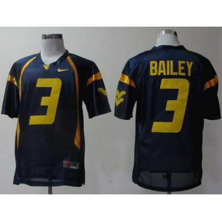 Mountaineers #3 Stedman Bailey Navy Blue Stitched NCAA Jersey