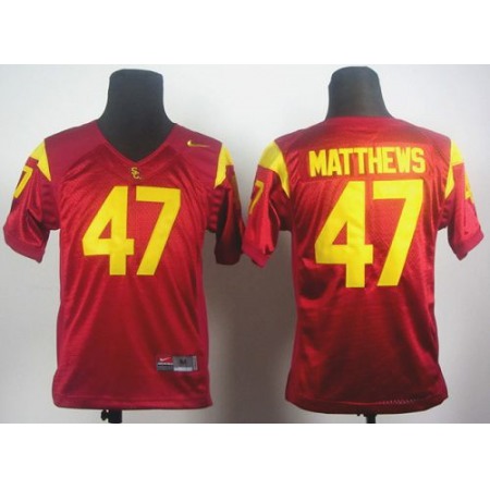 Trojans #47 Clay Matthews Red Stitched Youth NCAA Jersey