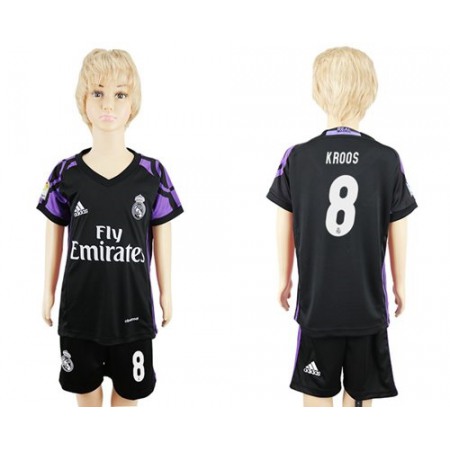 Real Madrid #8 Kroos Black Kid Soccer Club Jersey