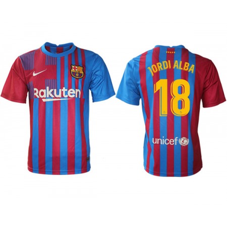 Men's Barcelona #18 Jordi Alba 2021/22 Home Soccer Jersey