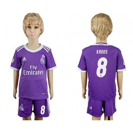 Real Madrid #8 Kroos Away Kid Soccer Club Jersey