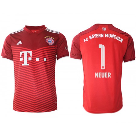Men's FC Bayern Munchen #1 Neuer Red Home Soccer Jersey