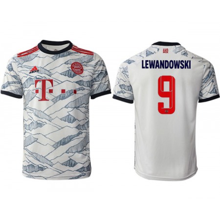 Men's FC Bayern Munchen #9 Robert Lewandowski White Away Soccer Jersey