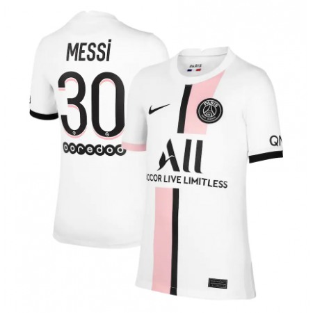 Men's Paris Saint-Germain #30 Lionel Messi 2021/22 White Away Breathe Stadium Soccer Jersey