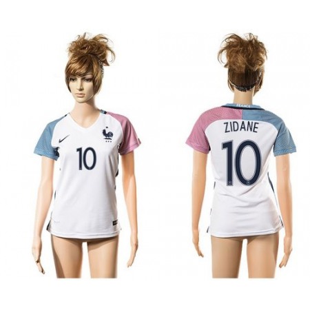 Women's France #10 Zidane Away Soccer Country Jersey