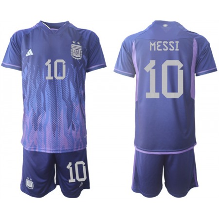Men's Argentina #10 Messi Purple 2022 FIFA World Cup Away Soccer Jersey Suit