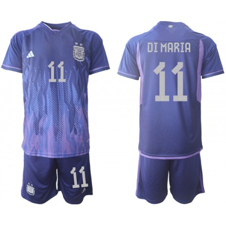Men's Argentina #11 Di maria Purple 2022 FIFA World Cup Away Soccer Jersey Suit