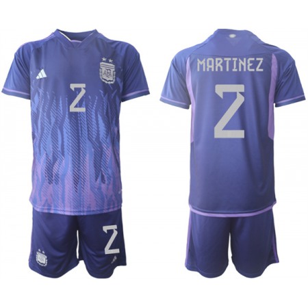 Men's Argentina #2 Martinez Purple 2022 FIFA World Cup Away Soccer Jersey Suit