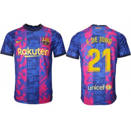 Men's Barcelona #21 Frenkie de Jong 2021/22 training suit version Soccer Jersey