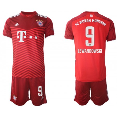 Men's FC Bayern Munchen #9 Robert Lewandowski Red Home Soccer Jersey Suit