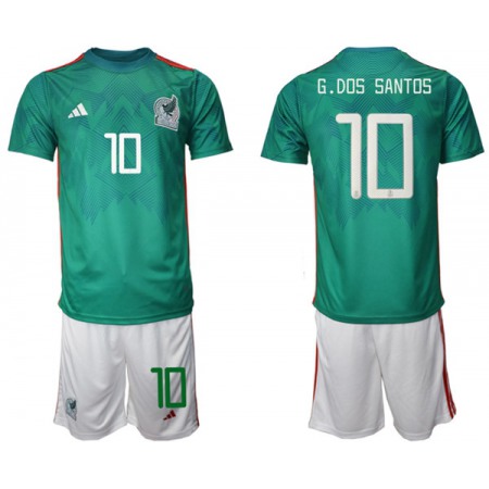 Men's Mexico #10 G.dos Santos Green Home Soccer Jersey Suit