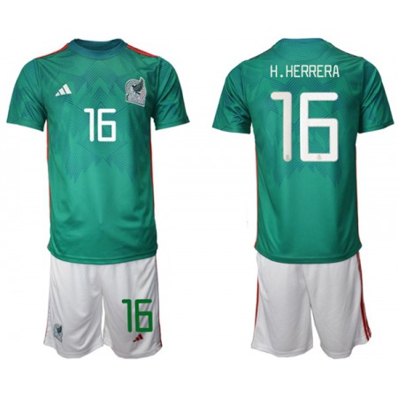 Men's Mexico #22 H.herrera Green Home Soccer Jersey Suit