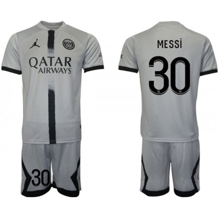 Men's Paris Saint-Germain #30 Lionel Messi 2023 Grey Soccer Jersey Suit