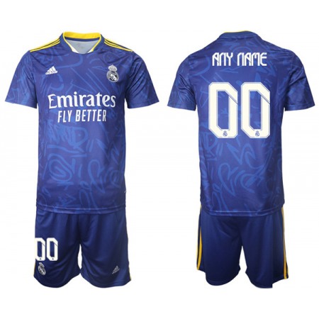 Men's Real Madrid Custom 2021/22 Blue Away Soccer Jersey Suit