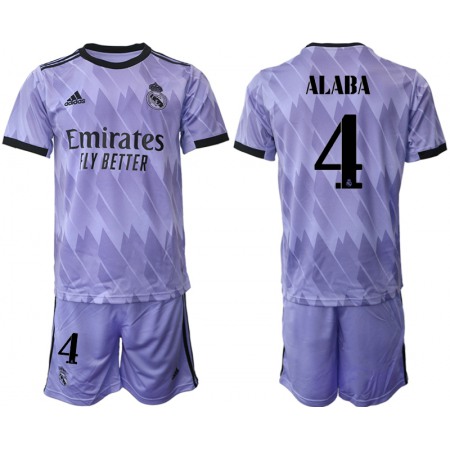 Men's Real Madrid #4 David Alaba 22/23 Purple Away Soccer Jersey Suit